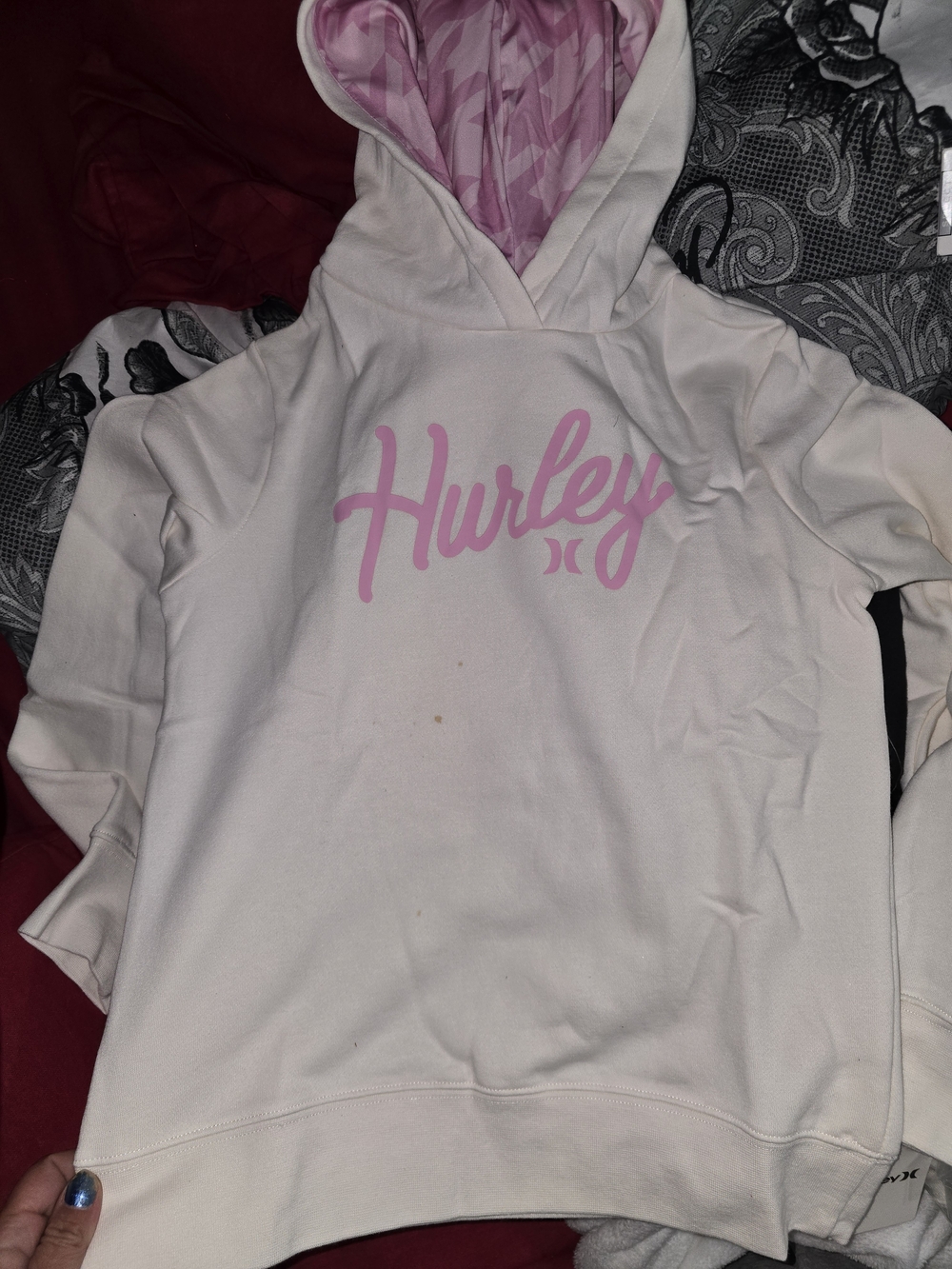 Girl's Hurley Pullover Hoodie with Pink Logo